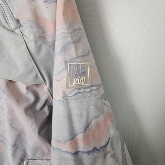 Roxy Chloe Kim Women's Large Pink Blue Pastel Marble Patterned Coat Skiing Snow - Picture 6 of 12